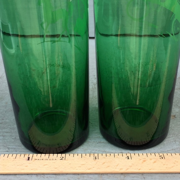 Two Vtg Forest Green Tall Glasses Tumblers HANSOM + GAS BUGGY Anchor Hocking - Picture 2 of 7